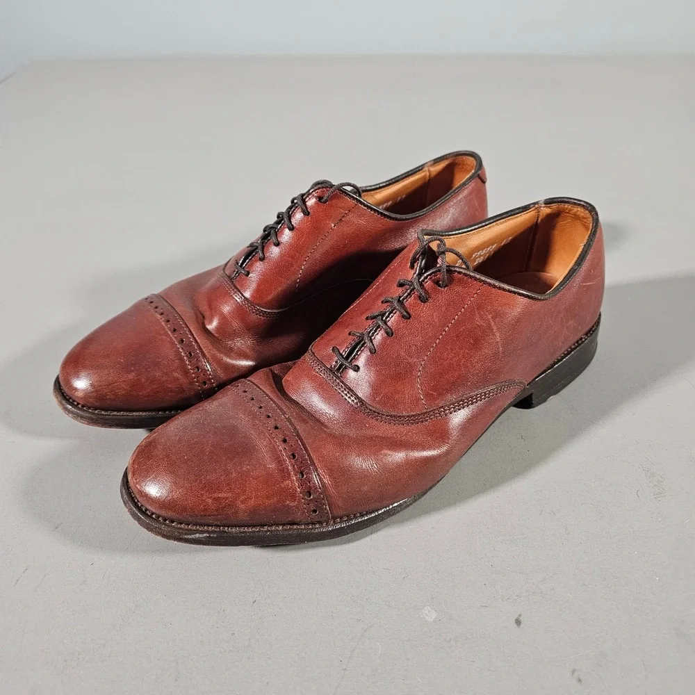 Allen Edmonds Byron Oxford Mens 8.5 D Brown Leather Cap Toe Dress Shoes 99899
